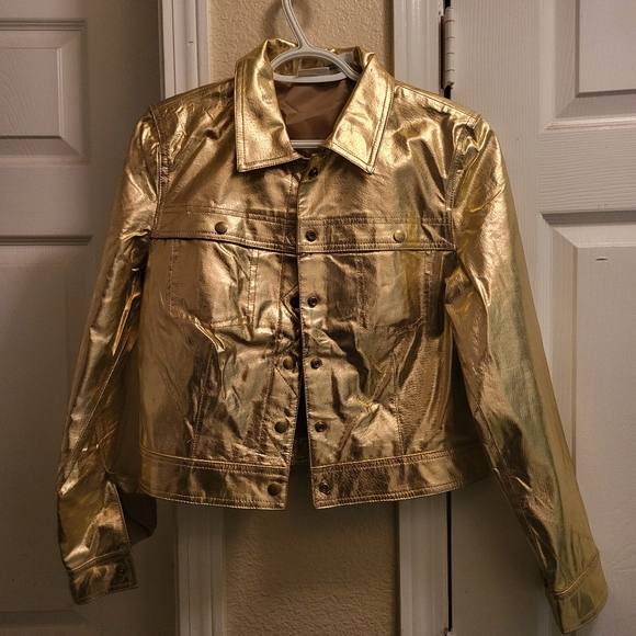 - Newport News Jeanology Metallic Gold Jacket - Picture 1 of 4
